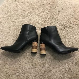 Black pointed toe booties